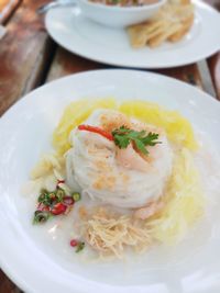 High angle view of meal served in plate