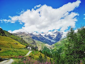 Scenic view of mountains against sky