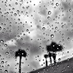 Close-up of water drops on glass