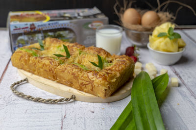 Close-up of food on table