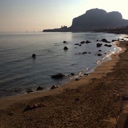 Scenic view of sea against clear sky