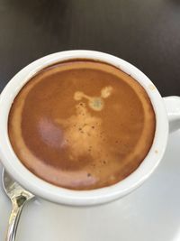 High angle view of coffee on table