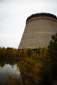 Low angle view of modern building against sky