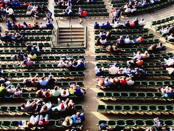 High angle view of people sitting at stadium