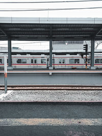 Train on railroad station platform