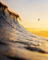 A wave at sunset in lido beach ny on long island 