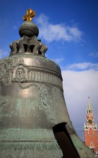 Low angle view of statue against sky