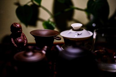 Close-up of candles on table