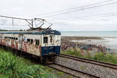 Suburban passenger train is seen in the coutos neighborhood in the city of salvador, bahia.