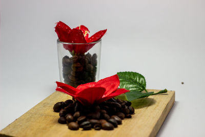 Close-up of red berries on table