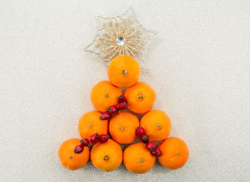 High angle view of orange against white background