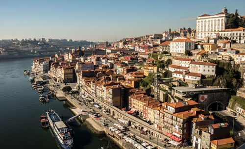 High angle view of townscape against sky