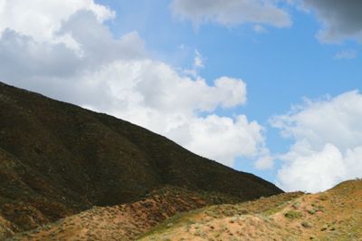 Scenic view of mountains against cloudy sky