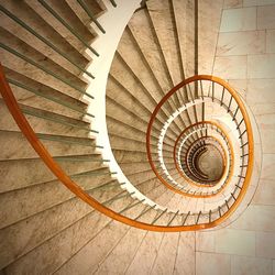 High angle view of spiral stairs