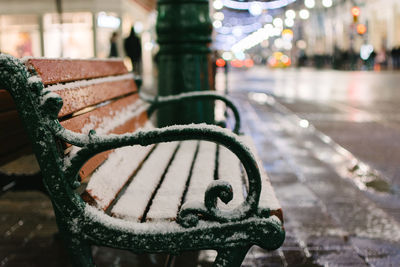 Close-up of snow during night