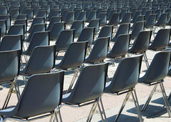 Empty chairs in row