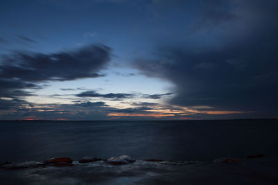 Scenic view of sea against sky at sunset