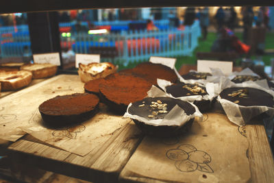 Close-up of pastries on table