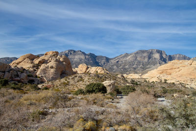 Rock formations on landscape against sky. red rock canyon, nevada 