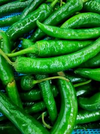 Full frame shot of green chili peppers