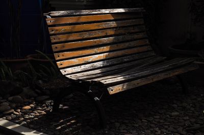 Close-up of wooden seat