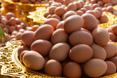 High angle view of eggs in market