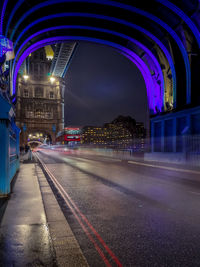 Light trails on road at night