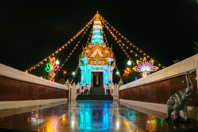 Illuminated building at night