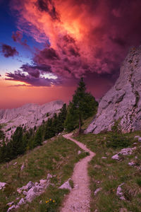 Scenic view of landscape against sky during sunset