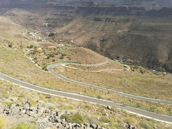 High angle view of road on land