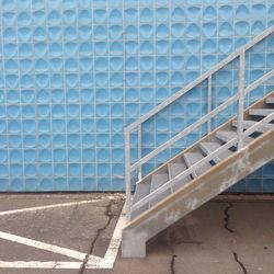 High angle view of staircase by building