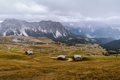 Scenic view from seceda station in the dolomites of italy