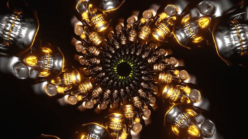 Low angle view of illuminated chandelier