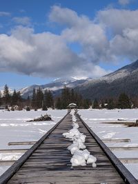 Snow covered mountain against sky