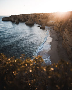 Scenic view of sea against clear sky