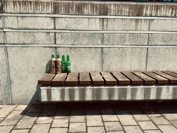 View of empty bottles on wall