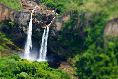 Scenic view of waterfall in forest