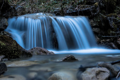 Scenic view of waterfall in forest