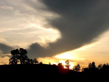 Low angle view of silhouette trees against sky at sunset