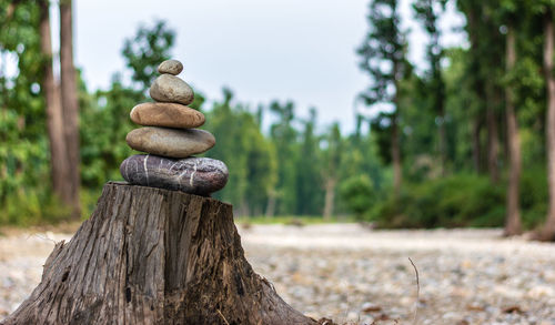 Stack of stones on rock