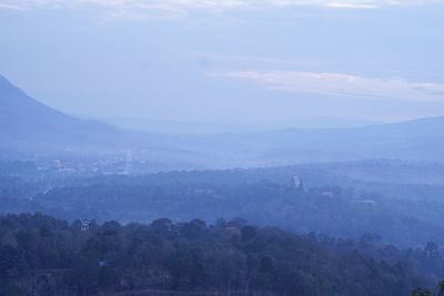 High angle view of mountains against sky