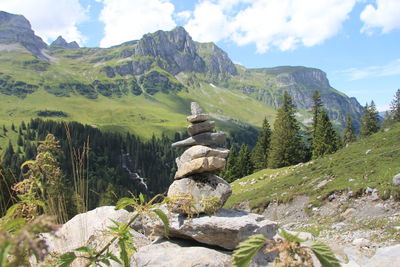 Scenic view of rocky mountains against sky