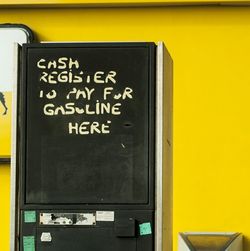 Close-up of information sign