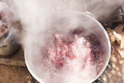 Food preparation in the wood fire. shot made in m'hamid el ghizlane,  in tafilalet, morocco.