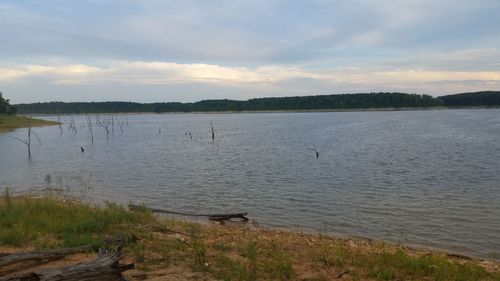 Scenic view of calm lake against sky