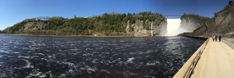 Panoramic view of sea against clear sky