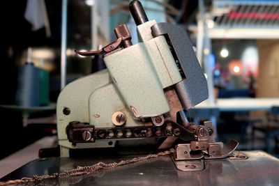 Close-up of old sewing machine