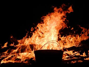 Close-up of bonfire at night