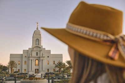Low angle view of church against clear sky