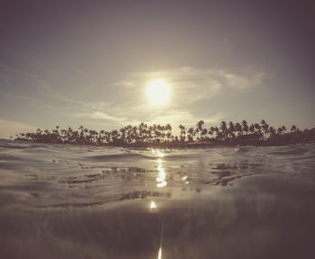 View of beach at sunset